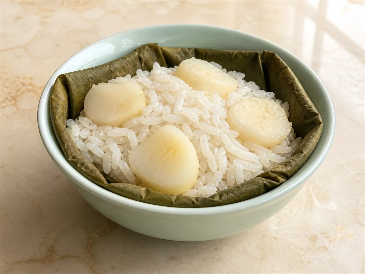 荷香菱角饭成品